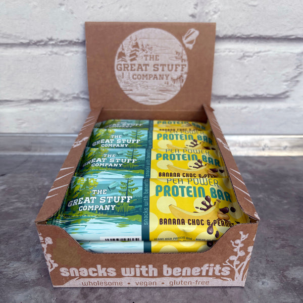 Pea Power Protein Bar - Banana Choc with Peanuts & Protein Crispies- box of 12 bars