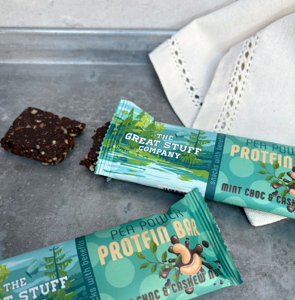Pea Power Protein Bar - Mint Choc with Cashews and protein crispies - box of 12 bars