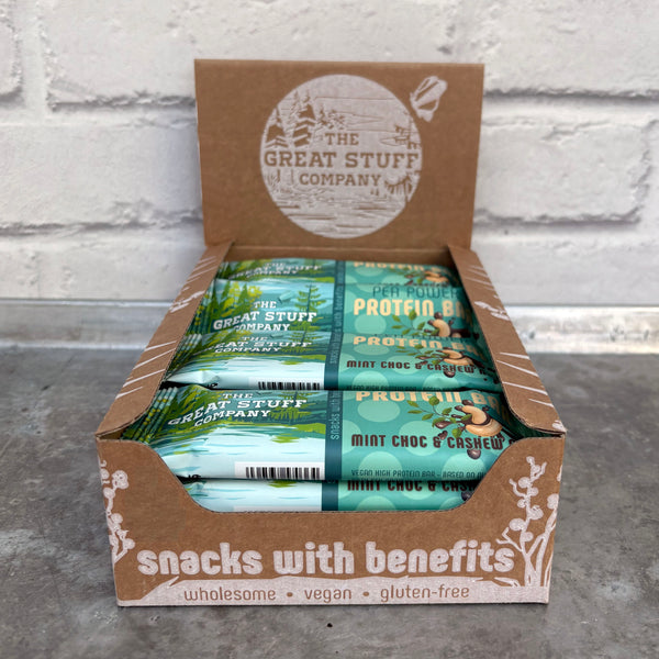 Pea Power Protein Bar - Mint Choc with Cashews and protein crispies - box of 12 bars