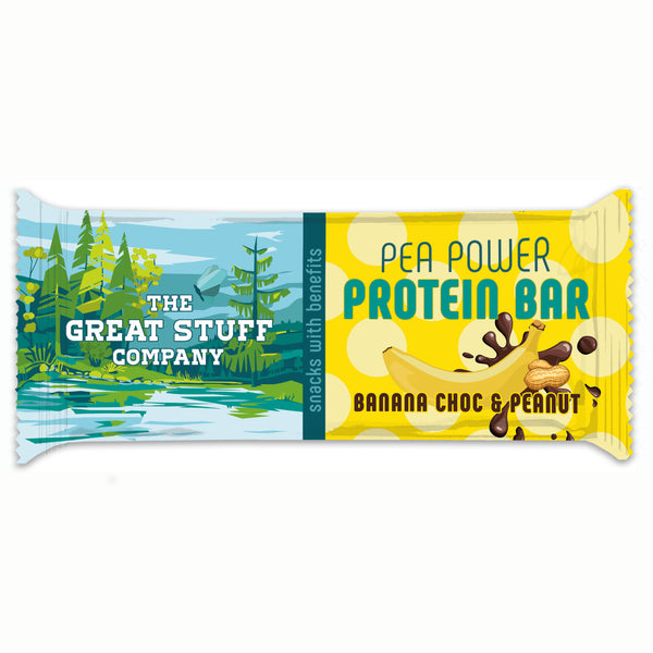 Pea Power Protein Bar - Banana Choc with Peanuts & Protein Crispies- box of 12 bars