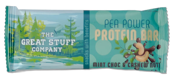Pea Power Protein Bar - Mint Choc with Cashews and protein crispies - box of 12 bars