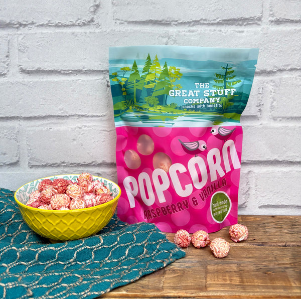 Sweet Raspberry & Vanilla Popcorn with maple syrup - 40g pouch