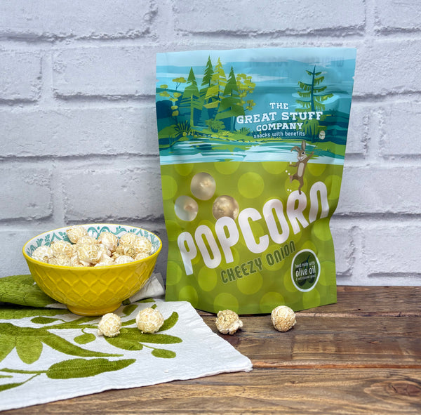 Cheezy Onion Popcorn with Olive Oil (large mushroom size)- 40g pouch