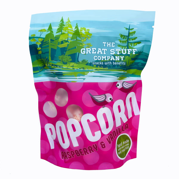 Sweet Raspberry & Vanilla Popcorn with maple syrup - 40g pouch