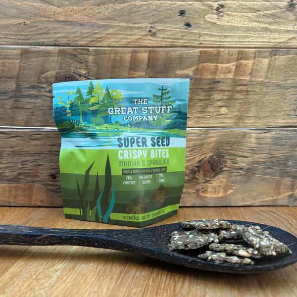 Super Seed Crispy Bites with Matcha & Spirulina - Gluten Free - 60g bag