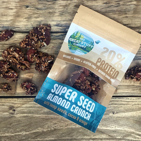 Super Seed Almond Crunch with Hemp Seeds & Raw Cocoa and Orange Oil - 10 bags - free shipping